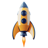 Exciting 3D Rocket Icon with High-Tech Modern Design Isolated on transparent Background png