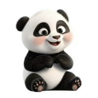 Cute 3D Cartoon Baby Panda with a Bright Happy Smile Sitting Isolated on transparent Background png