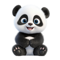 3D Cartoon Baby Panda Sitting with Joyful Expression and Playful Energy Isolated on transparent Background png