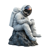 Astronaut Sitting Alone on a Floating Rock in Space Isolated on transparent Background png
