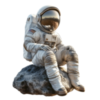 Astronaut Resting on a Cosmic Rock in Deep Space Isolated on transparent Background png