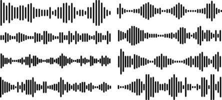 Voice message equalizer set. Audio voice line with dotted lines. vector