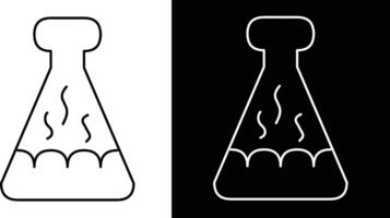 An artistic representation of a chemistry flask depicted through minimalistic black and white outlines, emphasizing laboratory and scientific themes. vector