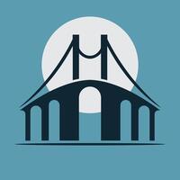 a bridge with a moon in the background vector