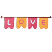 A colorful banner with the word love hanging from it png