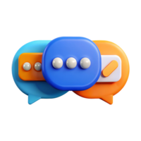 A graphic design with three chat bubbles arranged in an overlapping formation. png