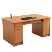 office desk with keyboard and mouse on top transparent background png
