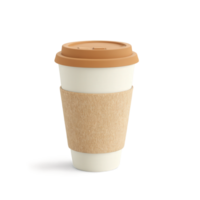 Modern and eco-friendly bamboo fiber coffee cup with a smooth, matte finish and a biodegradable silicone lid, isolated png