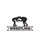 Wrestling logo with two wrestlers on a white background vector