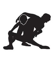 A silhouette of two men wrestling on a white background vector