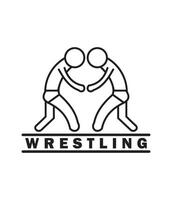 Wrestling logo with two people wrestling vector