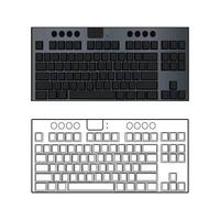 Gaming keyboard top view isolated on Background illustration. vector