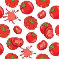 seamless pattern with red tomatoes in different shapes and states, for various packaging or textiles vector