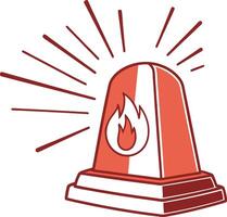Flat Design Flashing Siren Icon Colored Emergency Warning Signal on White Background vector