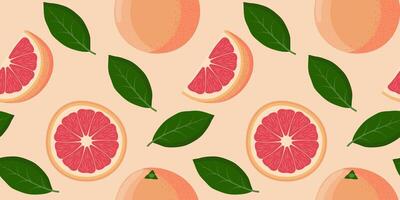 Seamless pattern with grapefruit vector
