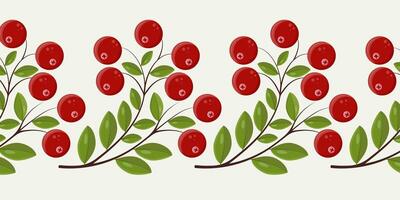 Seamless border pattern with bog cranberries vector
