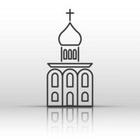 Church building icon in linear style with dome and arched windows vector