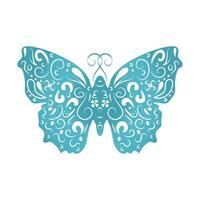 Decorative butterfly with hand-drawn patterns. A design element for greeting cards, prints, a tattoo template, a bright butterfly for the decor of spring holidays. vector