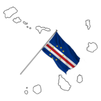 Cape Verde map with waving flag png