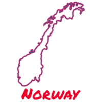 Norway map with blue red outline png
