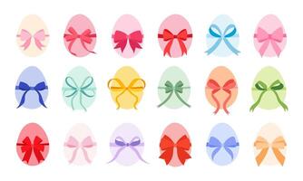 A collection of colorful bows with different colors and sizes. The bows are arranged in a row, with some overlapping each other. Scene is cheerful and playful, as the variety of colors vector