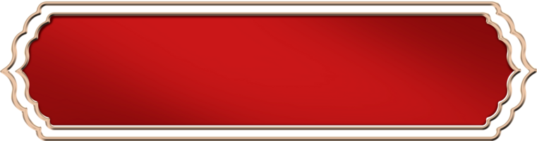 Text box frame 3D style, ui game menu elements, red oblong banners and gold ornate rims. png