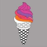 Ice cream cone line drawing simple illustration. vector