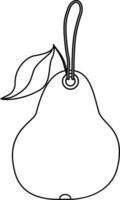 Illustration of a tag with a pear outline with a leaf and a loop for fastening. vector