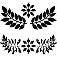 Botanical black and white silhouettes leaf pattern. leaves isolated on white background. vector