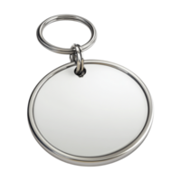 a metal keychain with a round shape on a transparent background png