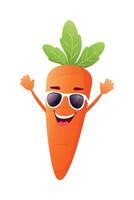Mascot carrot character in sunglasses flat illustration isolated on white background vector