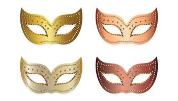 Set of carnival masks flat illustration isolated on white background vector