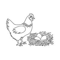 A bold hen silhouette standing proudly against a white background, symbolizing rural charm and rustic simplicity. vector
