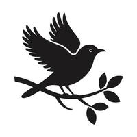 A striking bird silhouette in mid-flight, soaring against a crisp white background, capturing the essence of freedom and elegance. vector