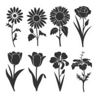 A charming set of flower silhouettes, featuring diverse floral shapes and forms for a timeless botanical aesthetic. vector