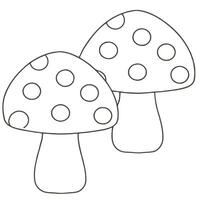 Stylized Mushrooms with Polka-Dot Caps Simple Black and White Drawing vector