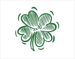 Patricks Day, Clover set on white, hand drawn illustrations. vector