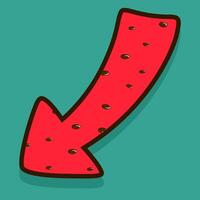 A red arrow pointing down on a green background vector