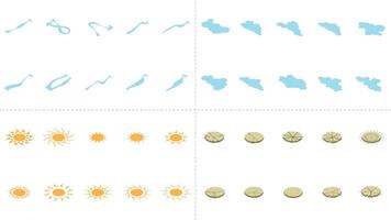 isometric architecture site analysis symbol icon element drawing graphic flat isolated . architecture element line sun wind sound sun path vegetation. vector
