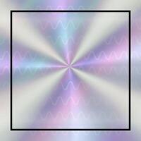 Metal chrome gradient hologram empty square sticker. Metallic silver retro blank border for text. Holographic texture y2k label. vector
