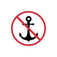 warning sign icon, no anchoring allowed - warning area on round board with red line vector