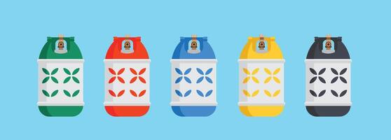 gas cylinder tanks in various colors, propane and butane lpg bottle containers, oxygen gas cylinder vector