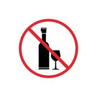 warning sign icon, prohibited from bringing alcoholic beverages - warning area on a round board with a red line vector