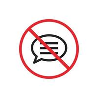 warning sign icon, no chatting and communication - warning area on round board with red line vector