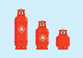 red gas cylinder tanks of various types and sizes, nitrogen bottle containers, hydrogen, propane and butane lpg gas cylinder vector