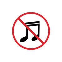 warning sign icon, no music playing - warning area on round board with red line vector