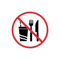 warning sign icon, no food or eating in this area - warning area on a round board with a red line vector