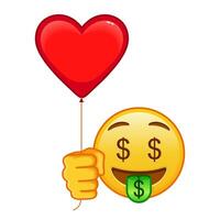 Dollar face with red heart baloon Large size of yellow emoji smile vector