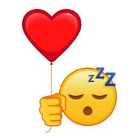 Sleeping face with red heart baloon Large size of yellow emoji smile vector