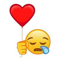 Sleepy face with red heart baloon Large size of yellow emoji smile vector